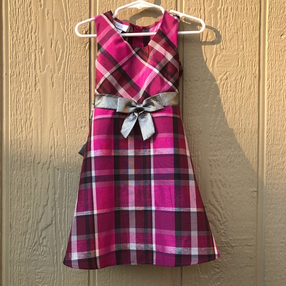 Crimson & Silver Plaid Dress w/ Black Velvet Shawl (26) - Picture 3 of 5